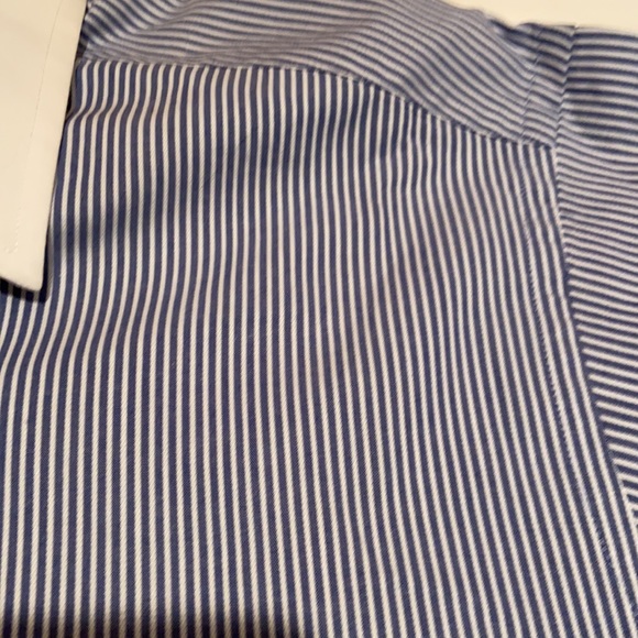 Michael Kors blue/white fine stripe button front shirt 16.5 32/33 - Picture 5 of 5
